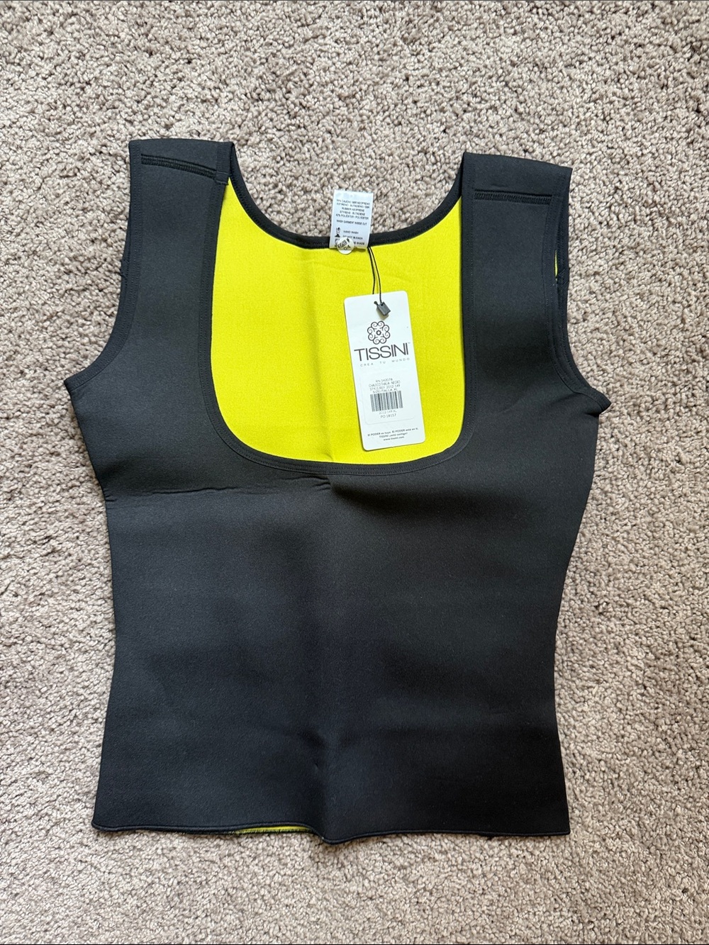 Tissini Black & Neon Yellow Sculpting Waist Trainer Tank